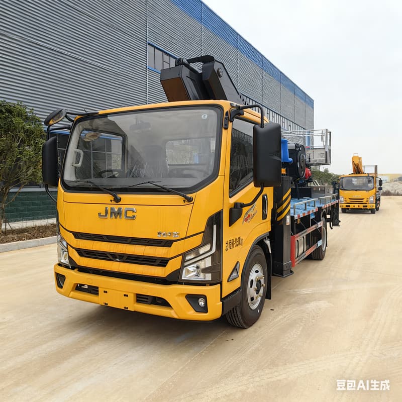 Factory Direct Sale JMC Kaiyun 36m Yellow Plate Telescopic Boom Aerial Work Truck, Lifting Platform Straight Arm Elevating Vehicle