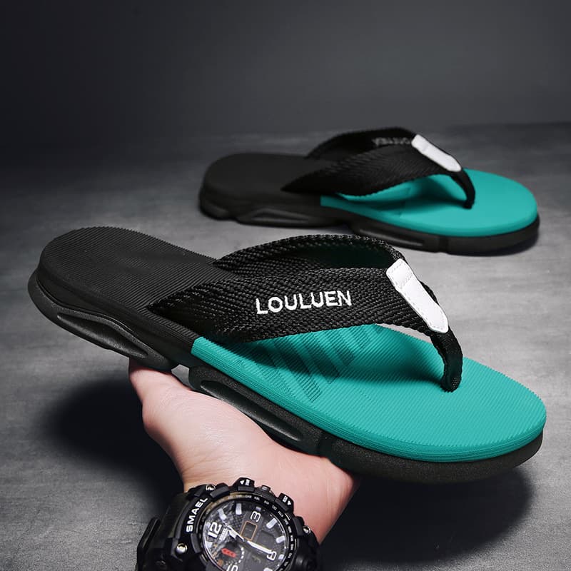 Men's Summer Thick Bottom Sandals Anti-Slip Fashion Beach Shoes Slip-On EVA Rubber Outsole Breathable Casual Thong Slippers