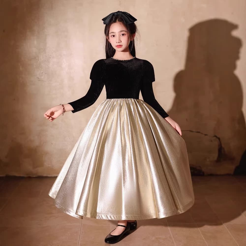 Girls' Piano Performance Dress High-End Light Luxury Little Girl Birthday Princess Dress Host Violin Performance Outfit Winter