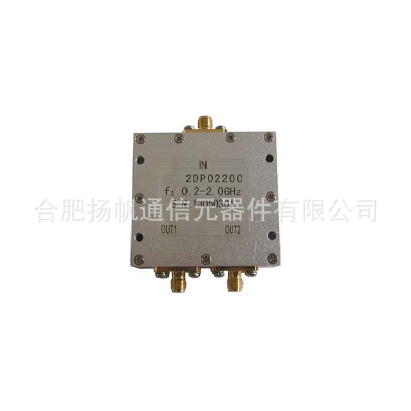 0.2-2.0GHz, 50W, 4.2dB insertion loss, low VSWR, dual-channel power divider, SMA female interface