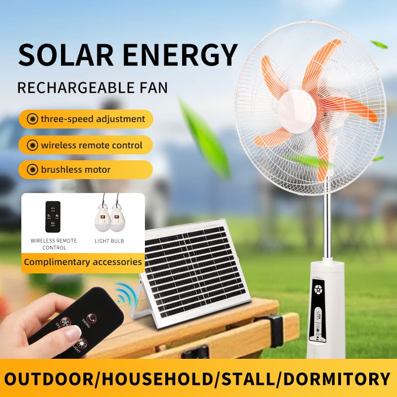 Electric fan rechargeable cross-border 18-inch solar rechargeable high-power fan with emergency light hot sale in Africa
