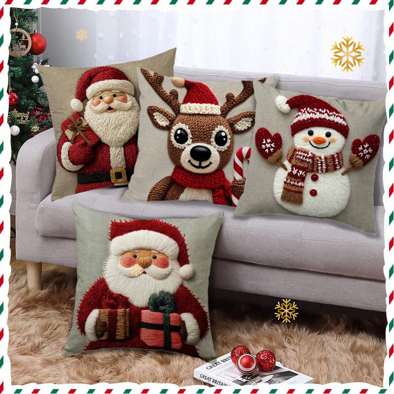Christmas Series Pillow Cover, Christmas Holiday Atmosphere Decoration for Living Room Sofa Cushion, Factory Wholesale Custom Design