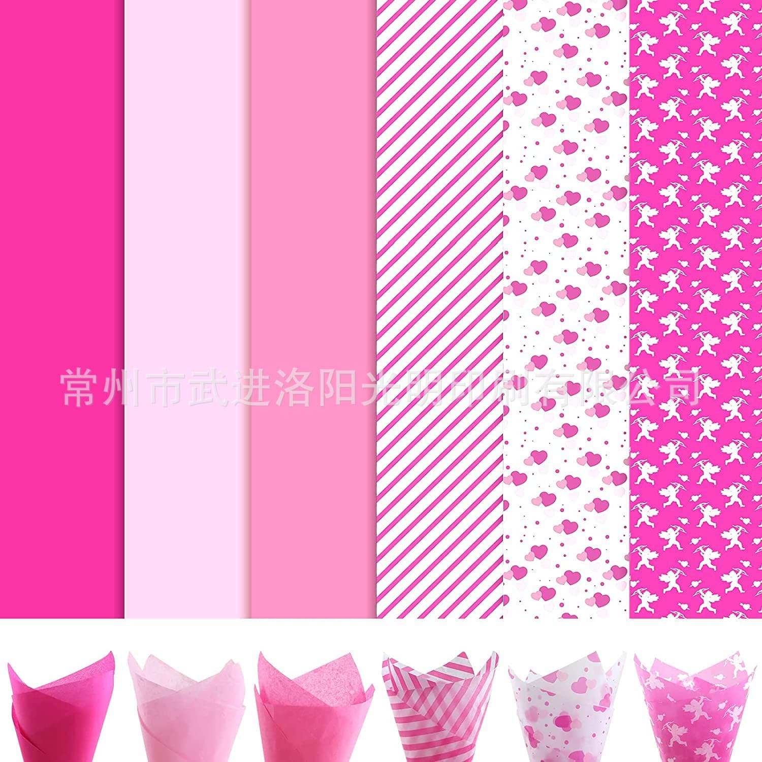 Pink Tissue Paper for Valentine's Day Flower Wrapping, Snow Pear Paper, Heart Pattern Paper in Stock