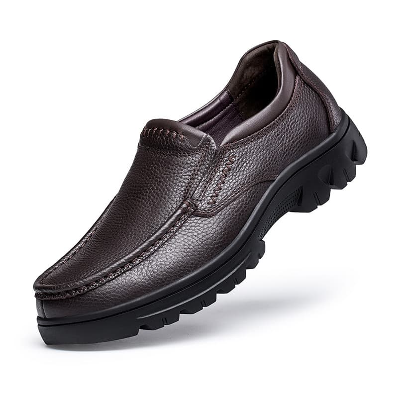 Cross-border Men's Outdoor Work Shoes Low-top Top-layer Cowhide Large Size Leather Shoes Men's Casual Loafers Slip-on Dad Shoes