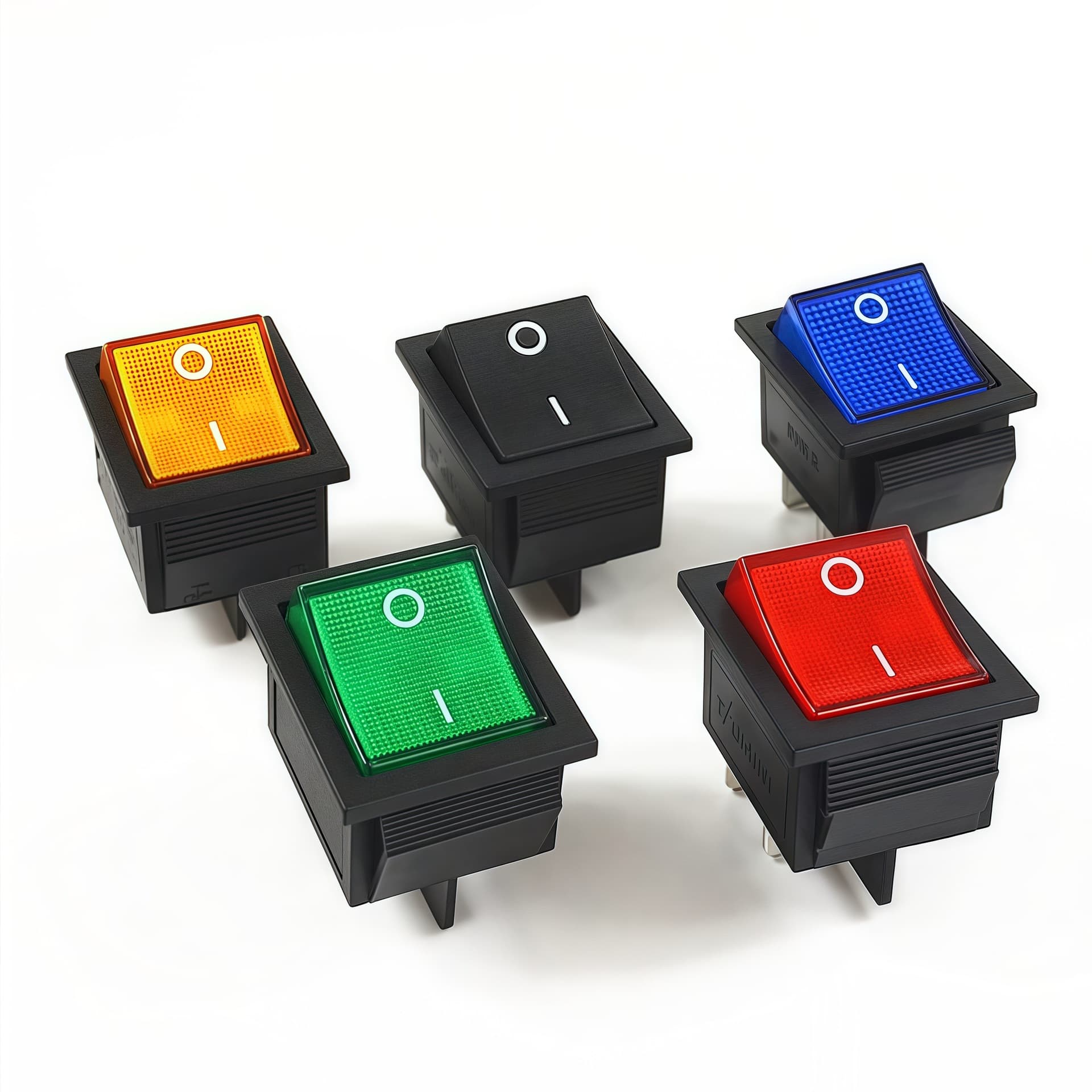 Boat switch KCD4 with light 4-pin 2-speed rocker power supply 25*31mm square red blue yellow green black without light