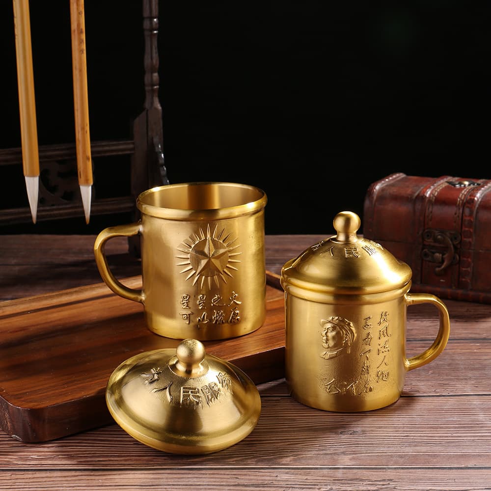 Brass Vintage Great Man Tea Cup Nostalgic Home Collection High-Quality Gift Hotel Tea Ceremony Ornament Small Size President Cup