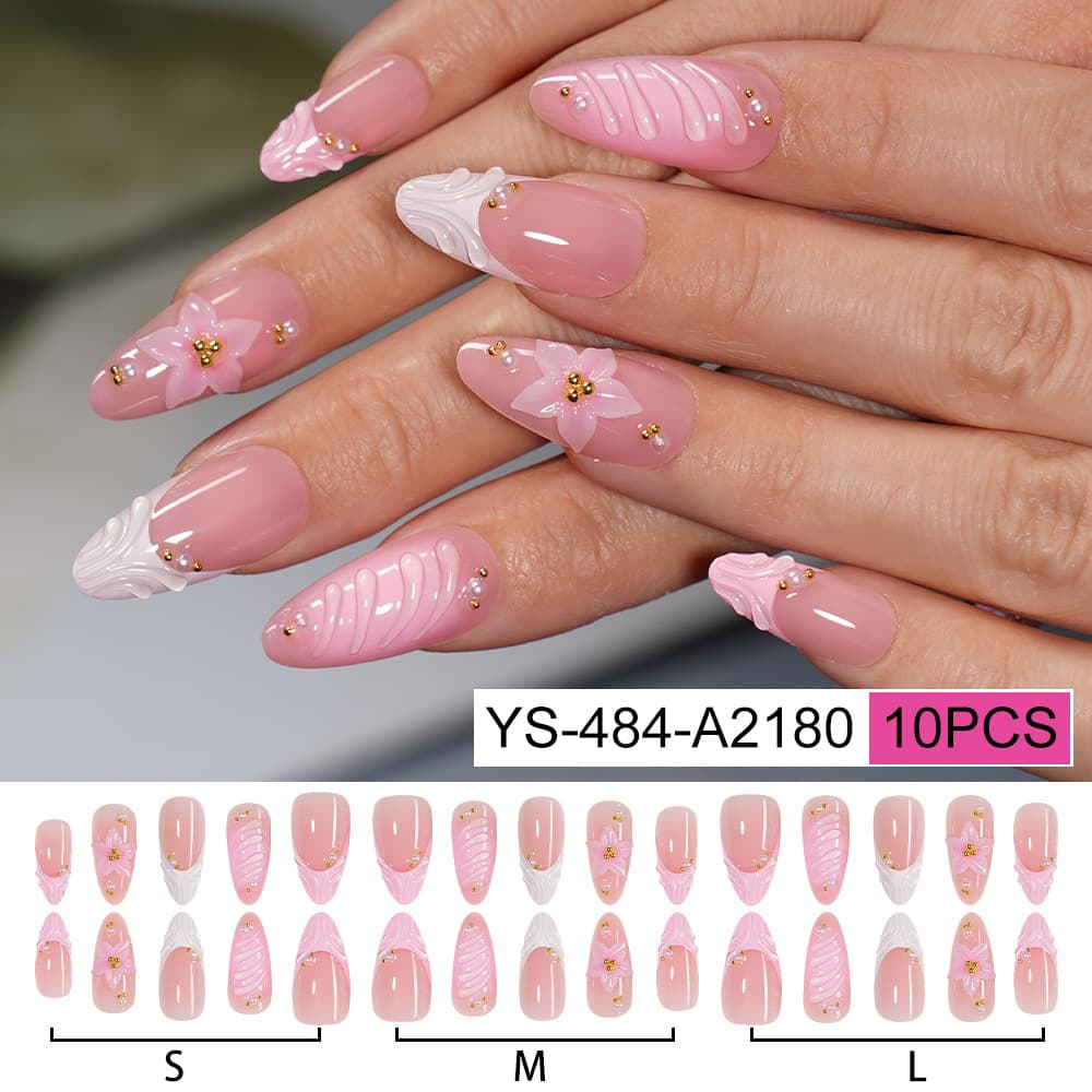 3D Star Metallic Press-On Nails for Export, S/M/L Removable Fake Nail Tips