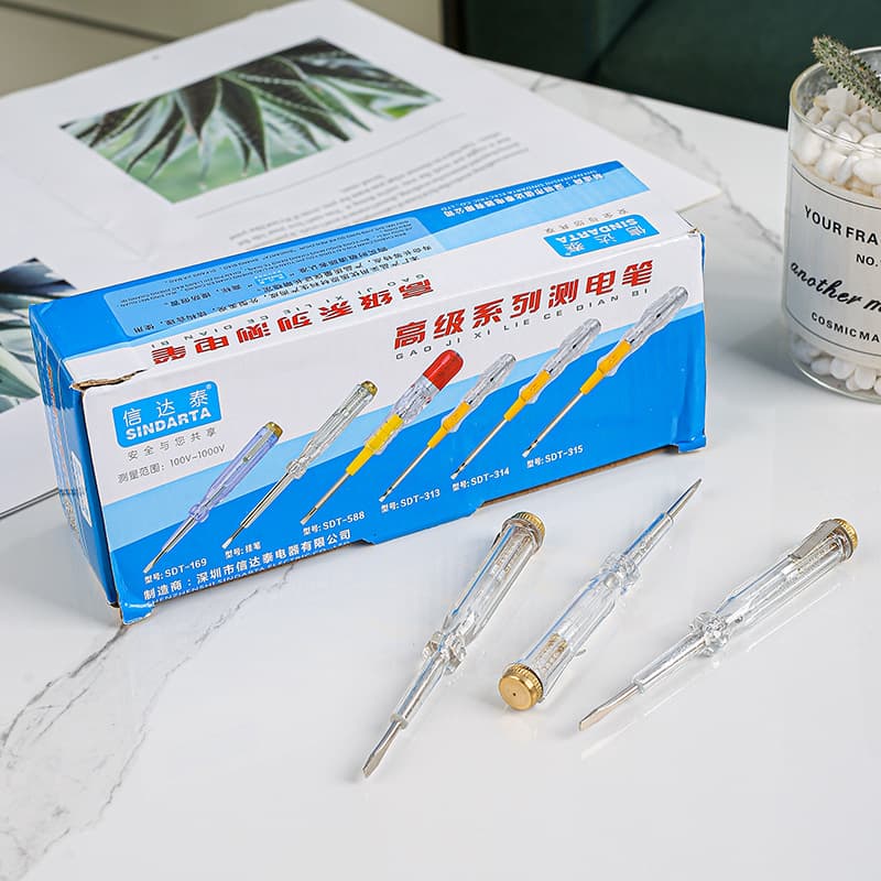 Flathead Electric Pen with Clip Neon Bulb Voltage Tester Portable Electrician Special Voltage Tester Factory Direct 40 Pieces per Box