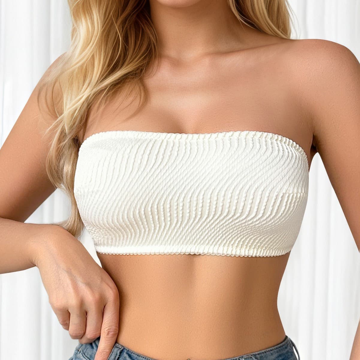 Cross-border Trade Thin Cup Women's Strapless Invisible Hollow Wrap Bustier Backless Bra