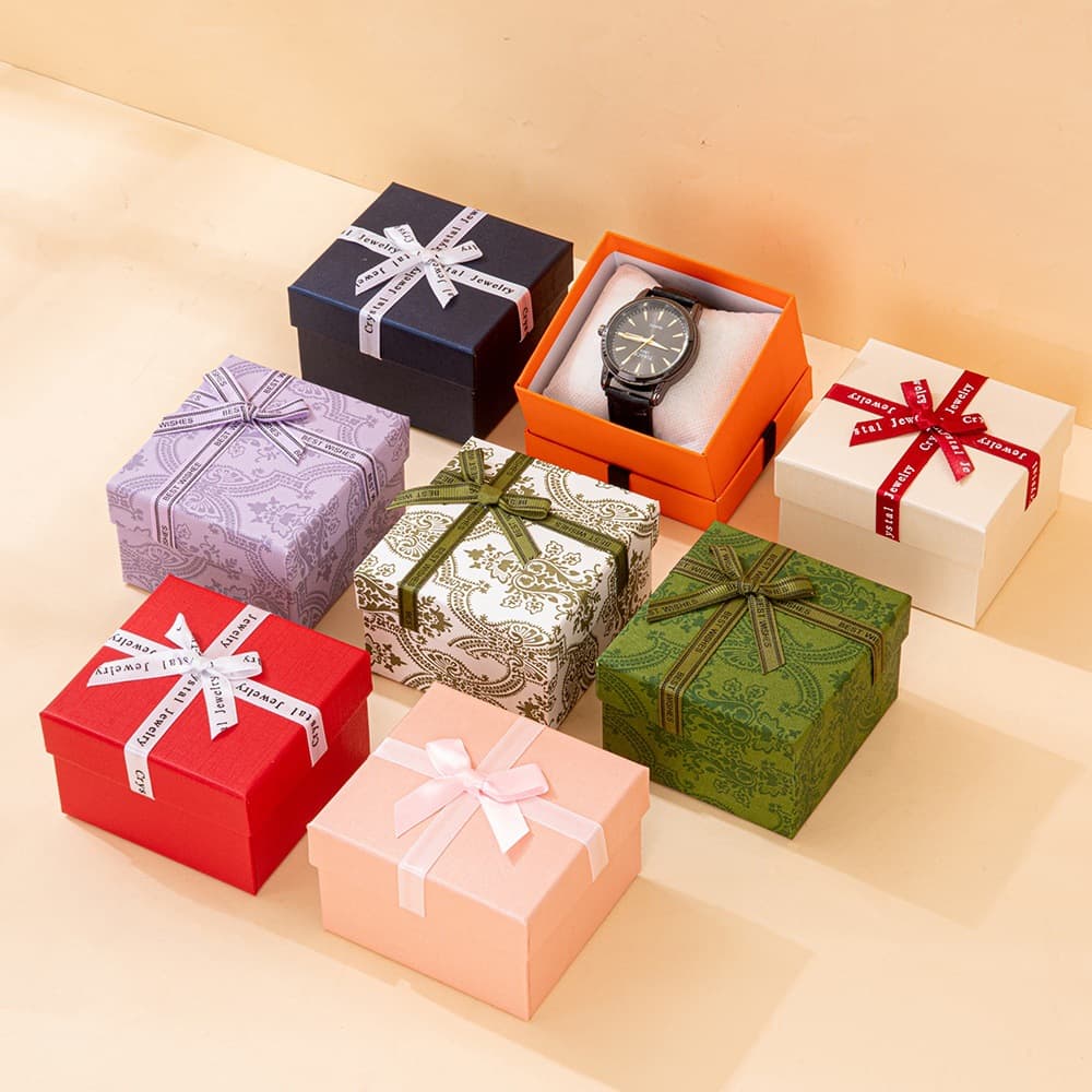 Factory Wholesale Fresh Style Watch Box Jewelry Packaging Box Bracelet Bow Gift Box Lid and Base Gift Box
