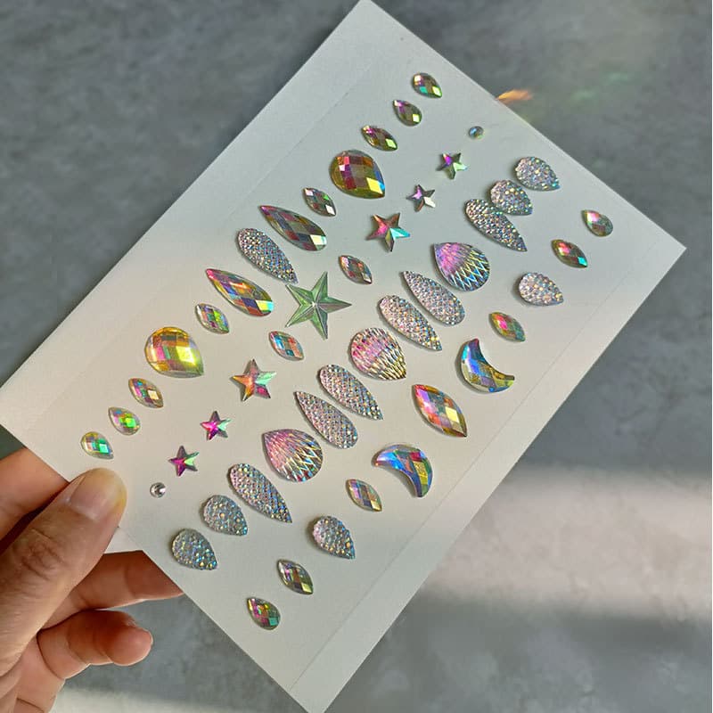 Face Sticker Rhinestone Pearl Diamond Sticker Performance Flash Diamond Eyebrow Sticker Tear Mole Diamond Eye Makeup Sticker Face Sticker Love Jewelry Butterfly