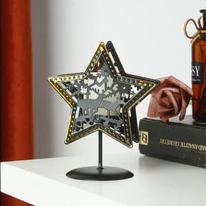Wholesale European Christmas atmosphere decoration three-dimensional ornaments Christmas elk small candle holder cross-border Christmas candle holder