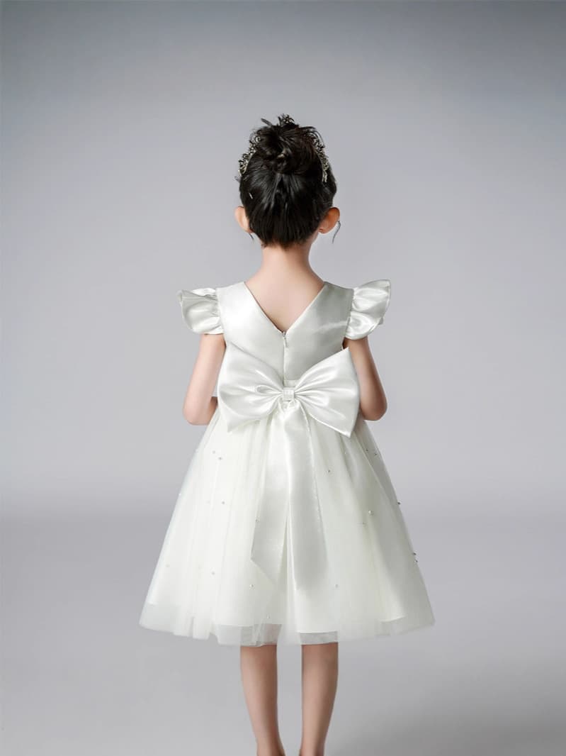 Children's Princess Dress High-End Satin Flower Girl Tulle Gown Piano Performance Dress for Girls