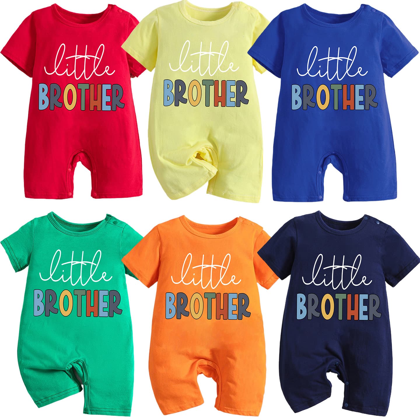 New baby jumpsuit pure cotton summer short-sleeved cute letter khaki newborn male and female baby casual outing