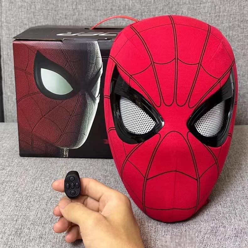 TikTok Viral Spider-Man Headpiece with Movable Eyes, Manual and Electric Blinking Mask, Amazing Hero Expedition Helmet