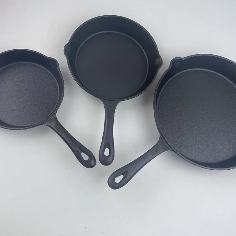 Cast Iron Flat Frying Pan Non-stick Pancake Pan Small Wok Small/Medium/Large Three-Piece Set Steak Pan Stove Universal Pan