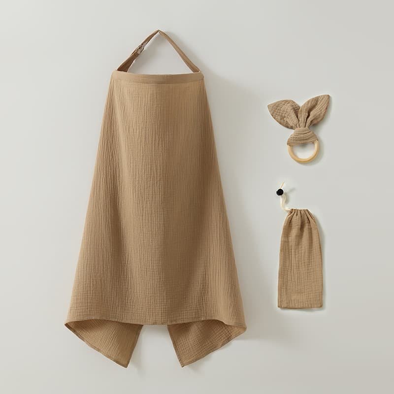 Pure Cotton Muslin Nursing Cover Up Set Breathable Outgoing Clothes Mom Feeding Towel Three Piece Set Modesty Cover Set