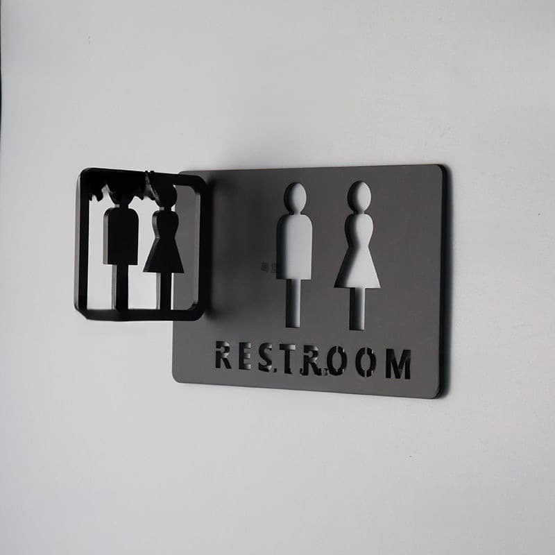 Wholesale Restroom Sign Men Women Toilet Bathroom Creative Indicator Sign Plate Side Mount