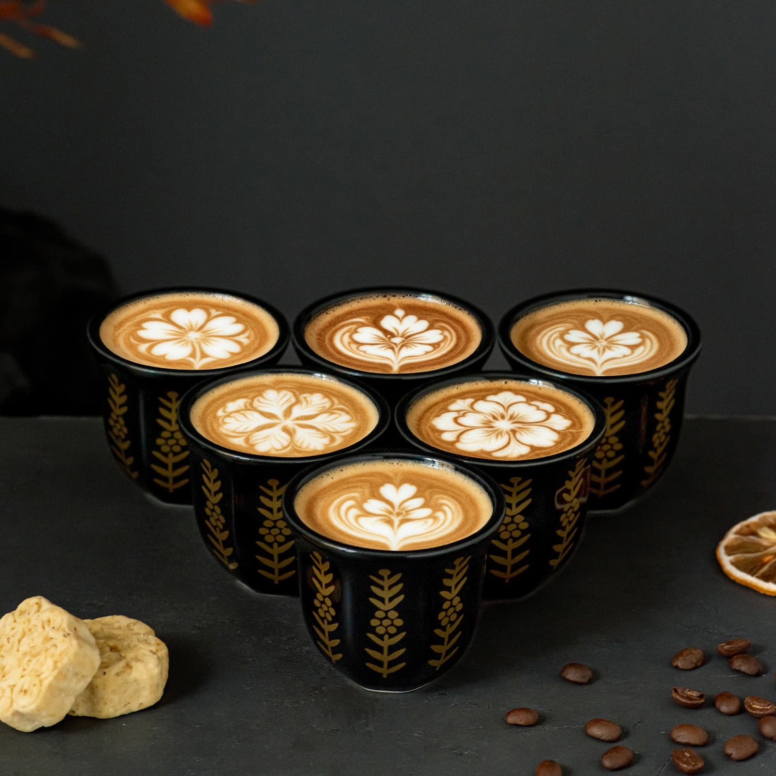 Spot 100ml set of six tulip-colored glaze octagonal small tea cups Middle Eastern Turkish ceramic coffee cup set