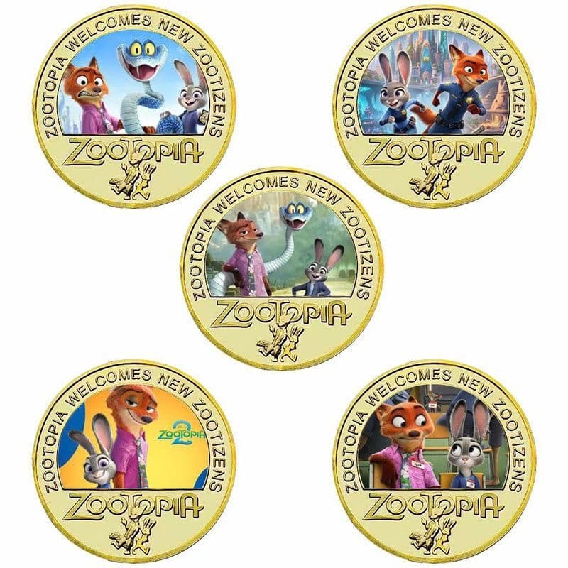 Zootopia Commemorative Medal Metal Crafts Colorful Gold Coins Toy Coins Zootopia Collection Souvenirs Gifts