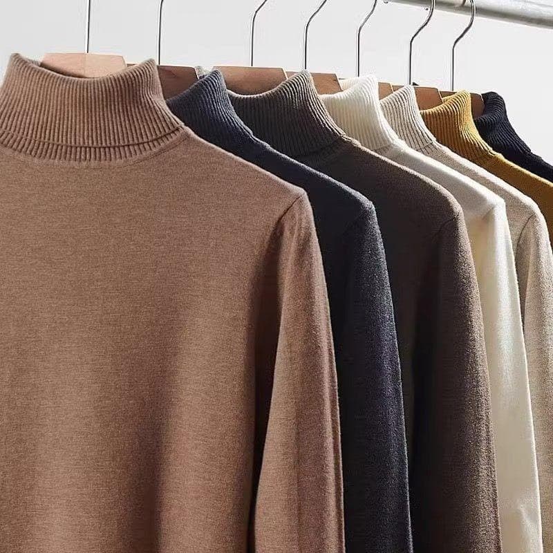 Men's Turtleneck Sweater Autumn Winter New Slim Fit Inner Layering Knitwear Korean Trendy Versatile Thin Knit Top