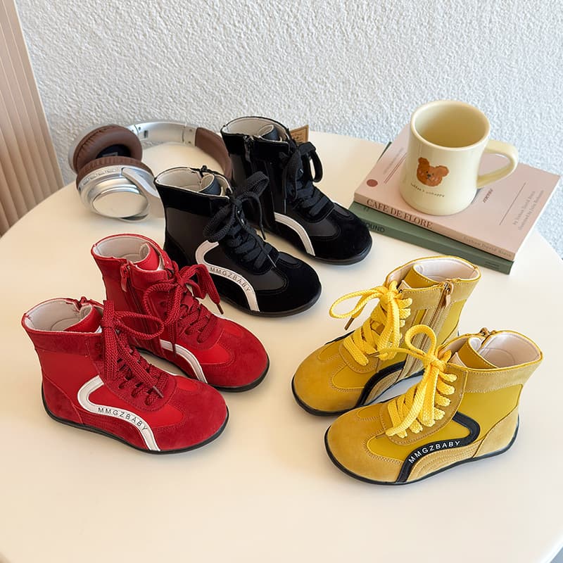 Korean Style Children's Shoes 2026 Autumn Winter Kids Casual High Top Boots Girls Medium Large Children's Casual Single Boots Boys Boots