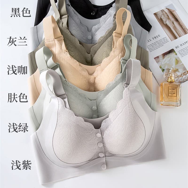 Thin style front-closure women's underwear plus-size bra nursing semi-fixed middle-aged soft support push-up beautiful back underwear