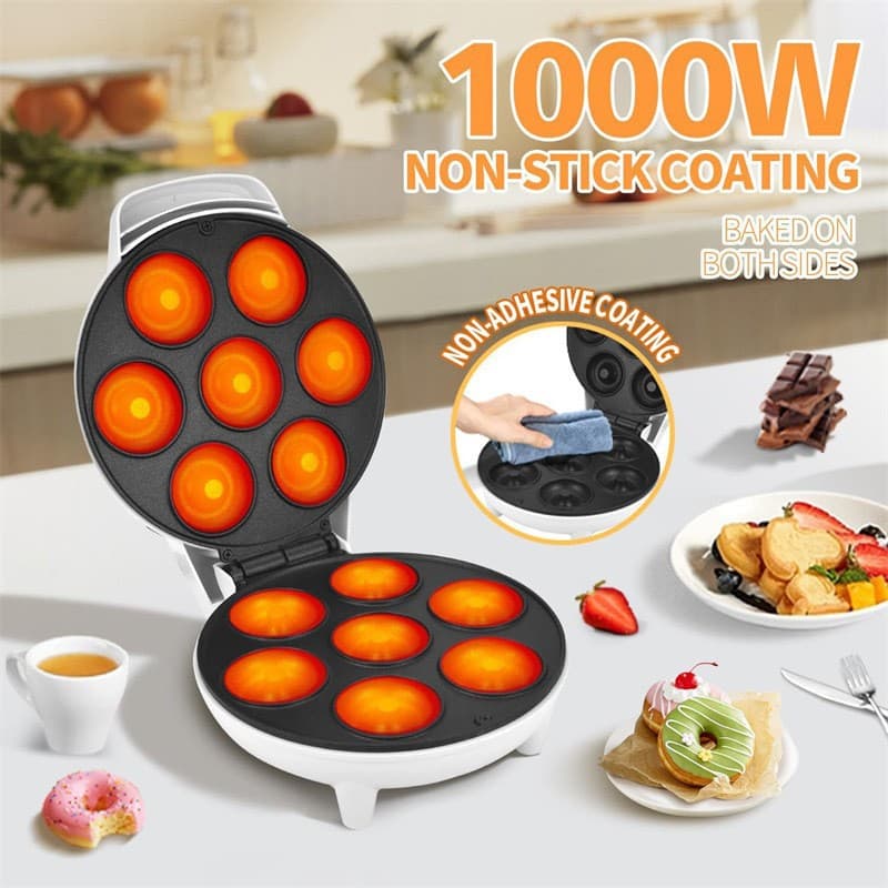 Cross-border Home Mini Donut Maker, 7-hole Mini Donut Machine, Non-stick Coating, Children's Breakfast Maker