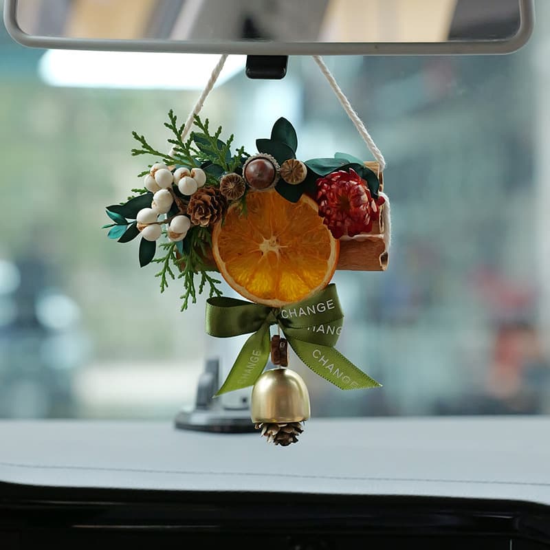 New Year's Practical Gift, Handmade DIY Team Building, Natural Orange Pendant, Dried Flower Car Ornament, Mother's Day Gift