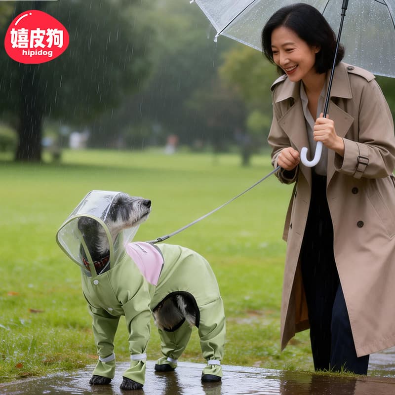 Hippy Dog Raincoat Spring Summer Four-Leg Waterproof Full Coverage for Bichon Frise Small Dogs, Dirt-Proof Pet Rainwear for Walking