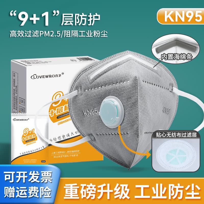 Custom disposable KN95 labor protection masks with exhalation valves for dust, industrial dust, welding, and spray painting, thickened protection