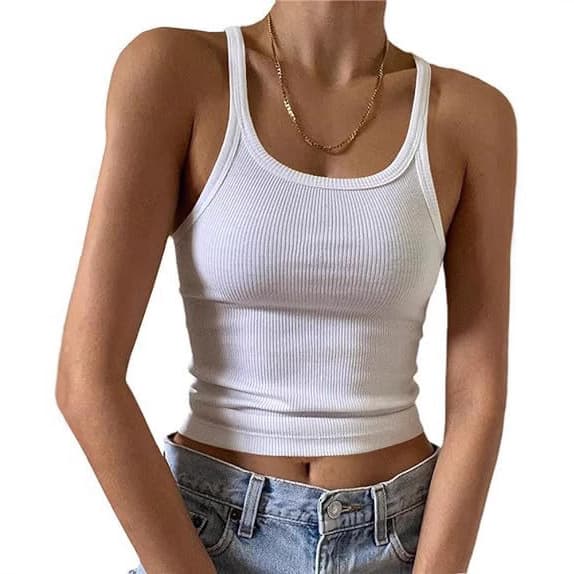 Cross-border Amazon Strappy Camisole Women's Summer Sexy Thin Vest Crop Top Milk Silk Shirt