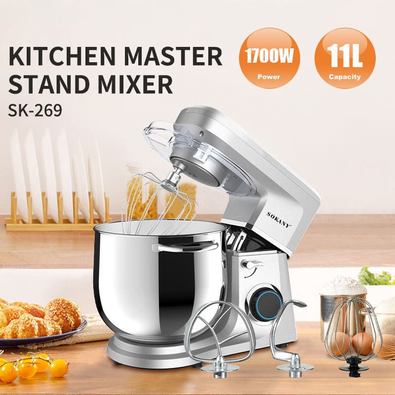 Cross-border Household 1700W Electric Dough Mixer Food Processor Cream Blender Egg Beater 11L