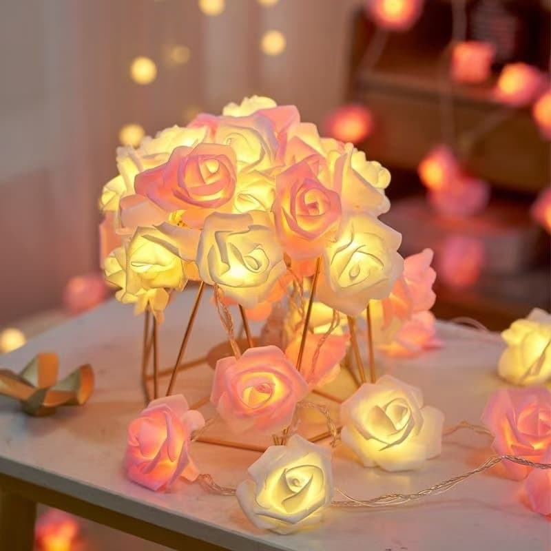 2025 Valentine's Day New Rose Flower Lamp Atmosphere Decoration String Lights LED Wholesale Internet Celebrity Indoor Party Decoration