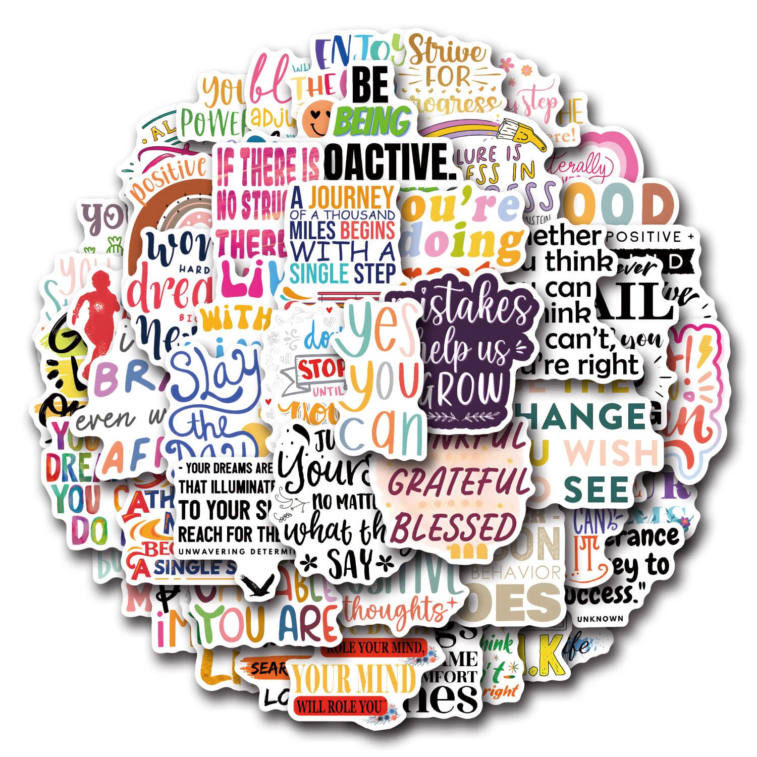 50 New Motivational Stickers Inspirational Quotes English Graffiti Decals for Phone Case Decoration