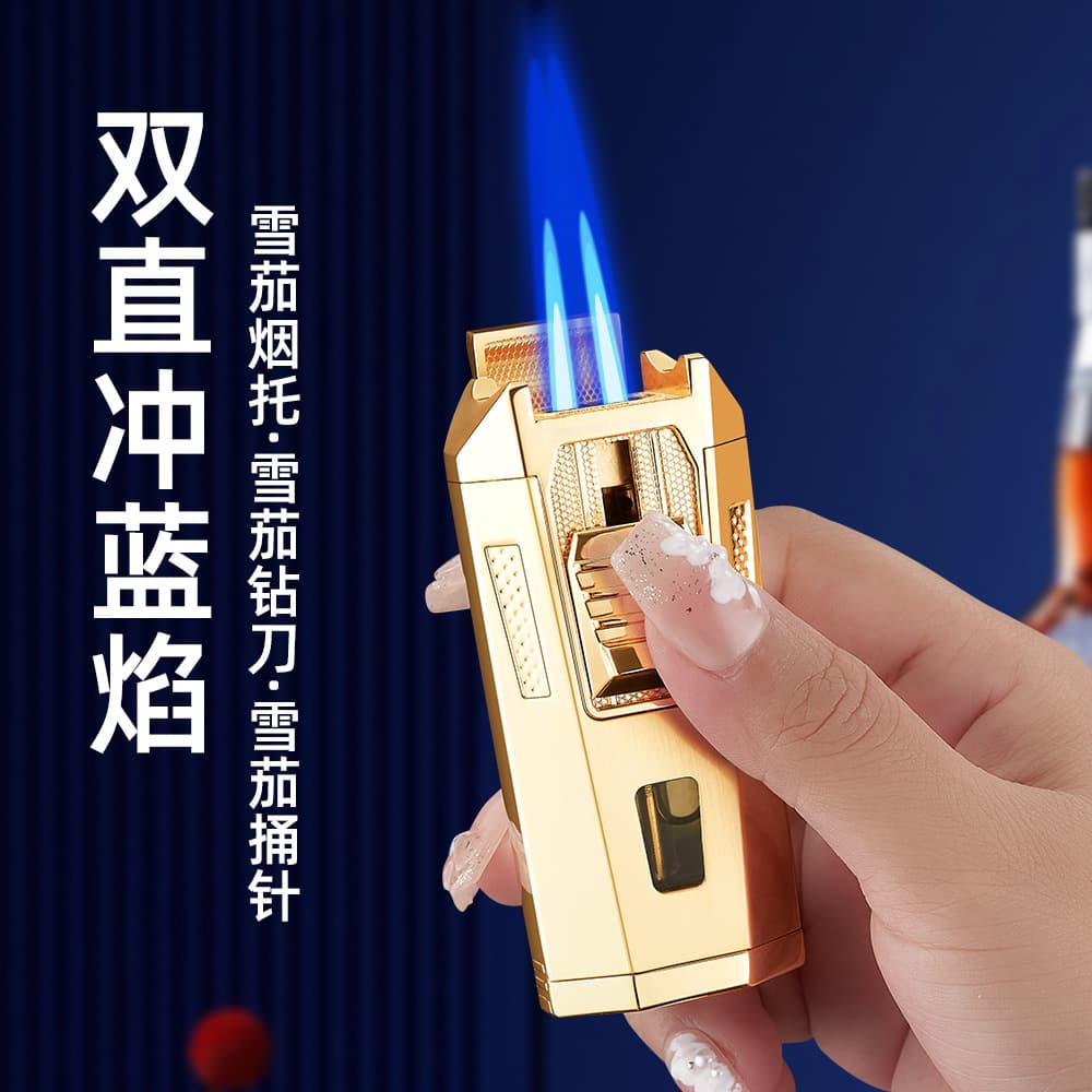 Creative windproof lighter double straight cigar multi-functional igniter lighter high quality gift cross-border wholesale