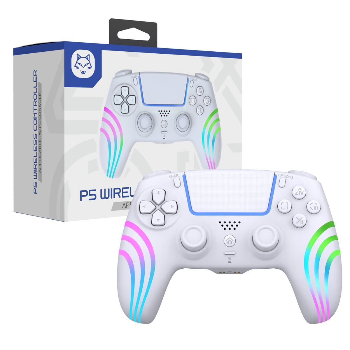 [Factory Direct] PS5 Bluetooth Controller Hall Trigger RGB Light Effect Six-Axis Motion Sensing Vibration Built-in Microphone