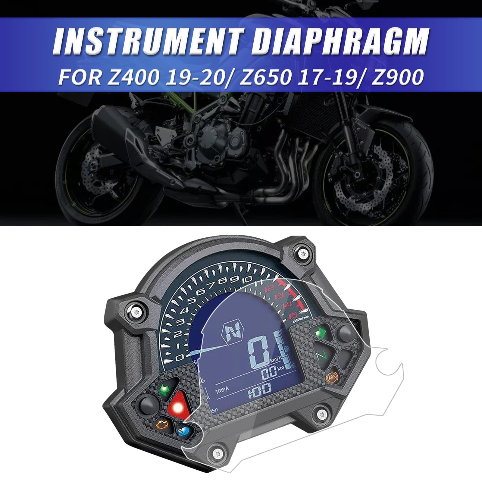 Suitable for Kawasaki Z400, Z650, and Z900 retrofitting with hydrogel film, high-definition scratch-resistant instrument panel protective film.