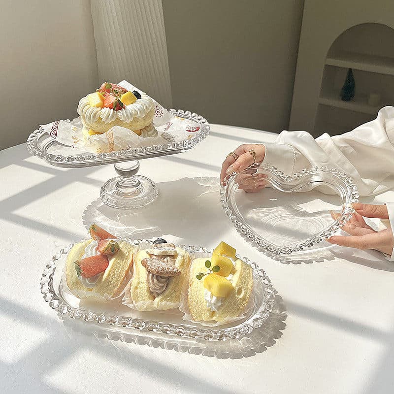 Love Fruit Glass Plate Series * Korean Ins Retro Love Breakfast Plate Dessert Plate Cake Plate Dinner Plate