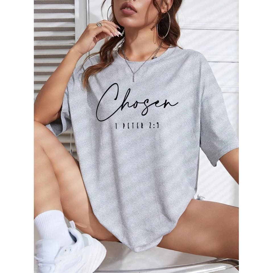 【European Size Cotton T-Shirt】Choose a letter-printed t-shirt for women's casual and comfortable cotton top, fashionable street short-sleeve t-shirt