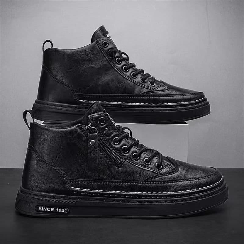 2025 Autumn New Men's Shoes Outdoor Fashion High-Top Thick-Soled Height Increasing Stain-Resistant Casual Trendy Versatile Work Shoes
