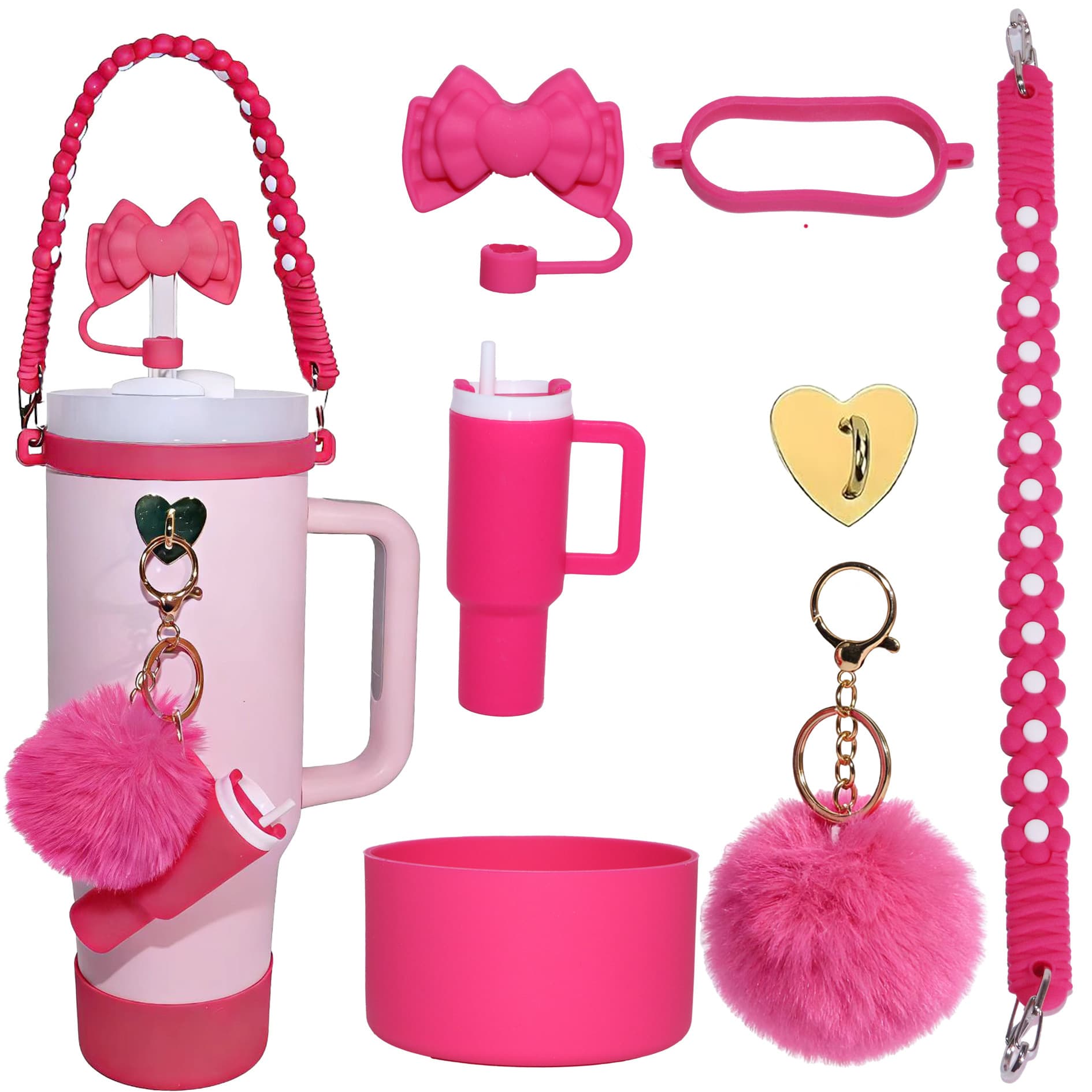 Lipstick tie stanley water cup set hat ring silicone set GBLF bow injection cup straw cup set