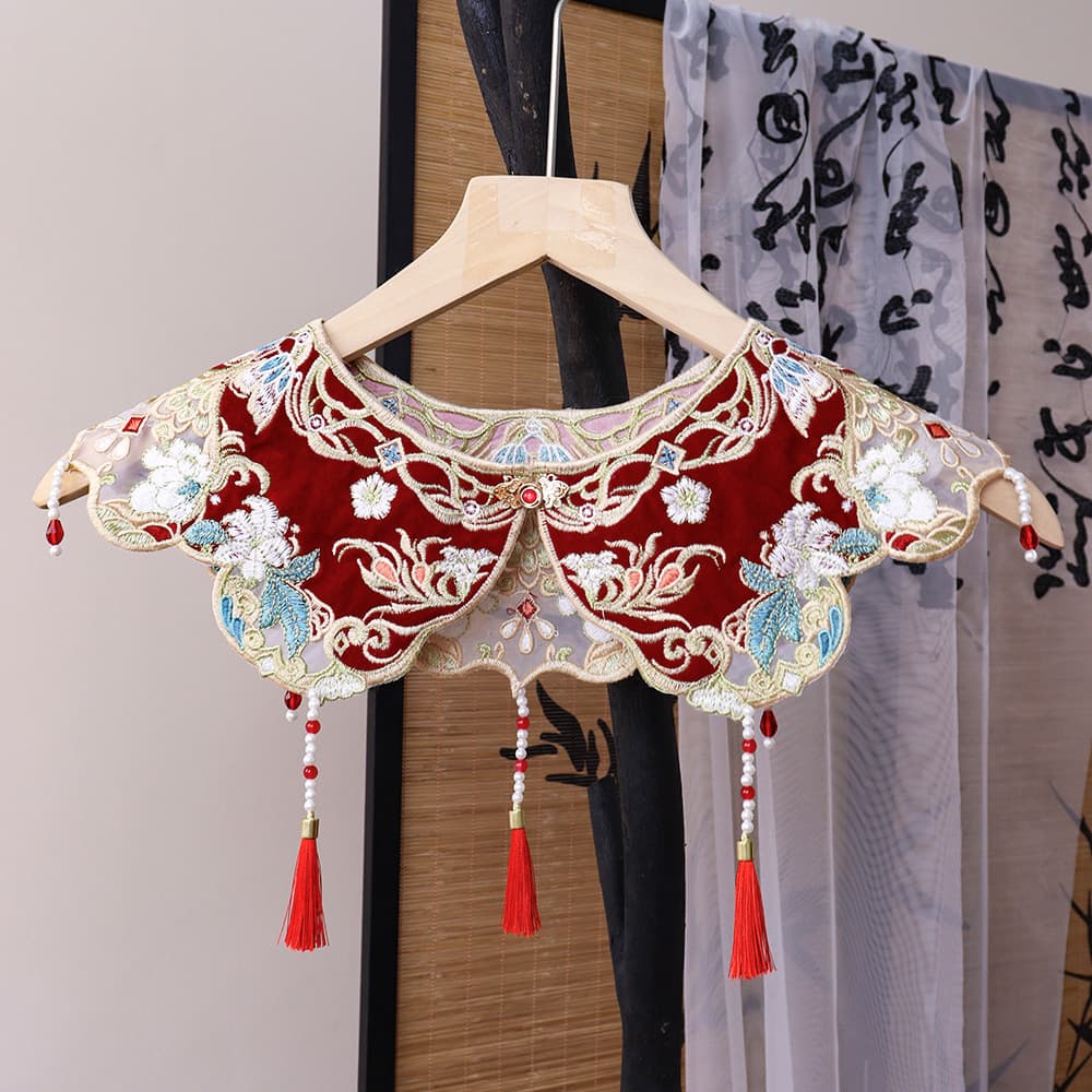 Hanfu Cloud Shoulder Adult and Children's False Collar Chinese Style Shawl Tang Suit Embroidery Ancient Style Tassel Accessories Vest