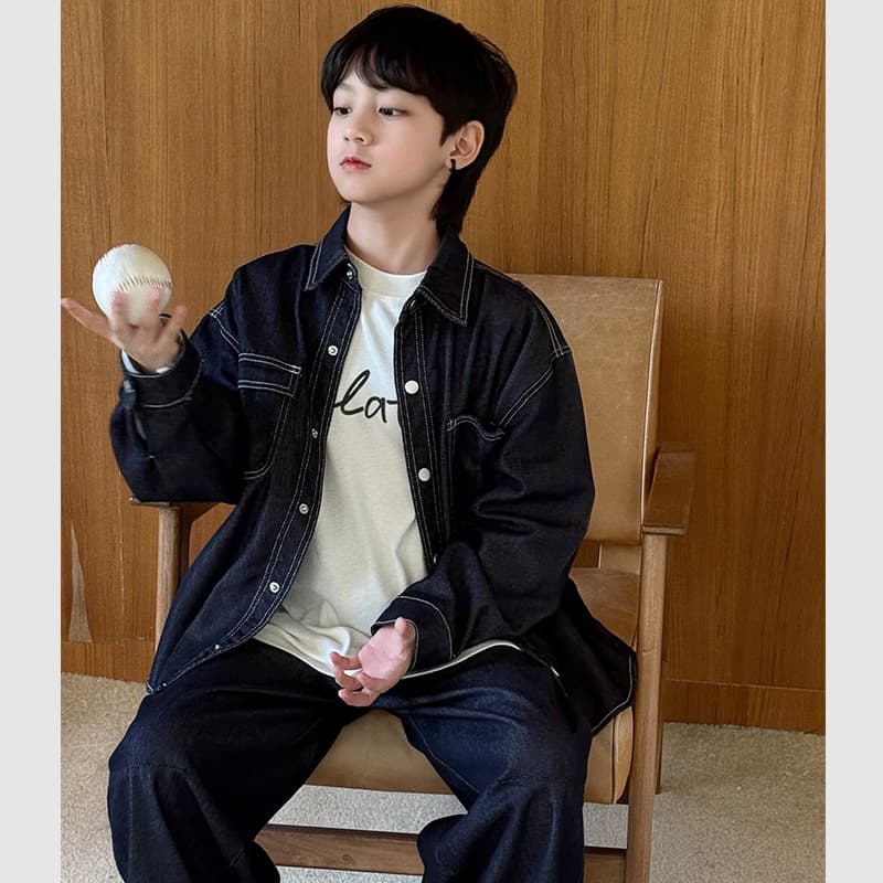 Kara Boys' and Girls' Spring and Autumn Denim Shirt, 2025 New Style, Cardigan Jacket for Medium and Large Children KLK9744
