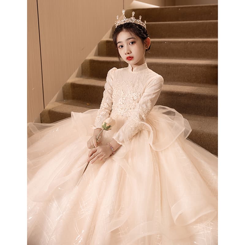 Children's Formal Host 2026 Winter Flower Girl Birthday Princess Dress Kids Piano Performance Costume