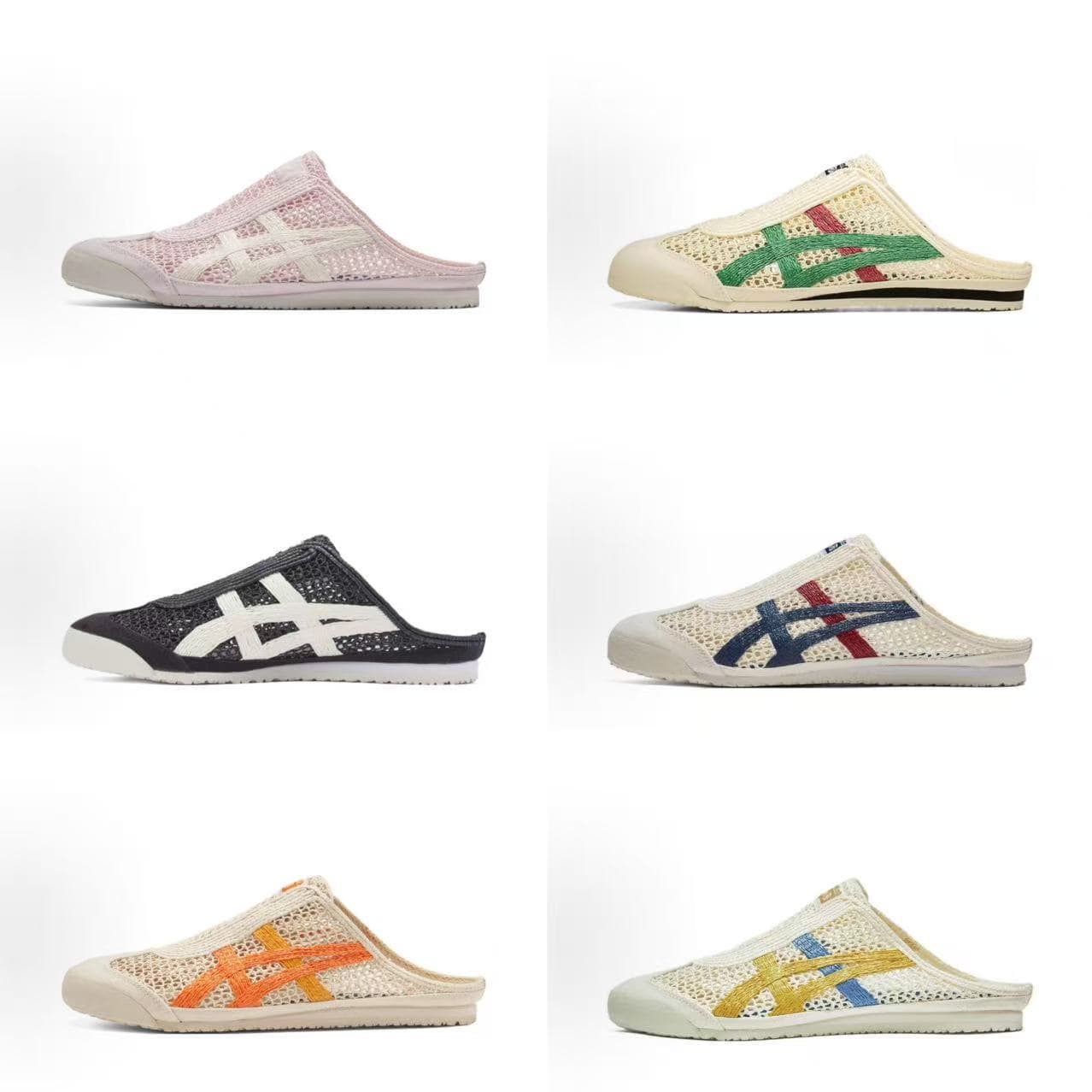 Onitsuka Tiger Mesh Half-Drag Canvas Shoes for Women, Summer Breathable Hollow Lazy Mule Toe-Drag, Casual Slippers Factory Source
