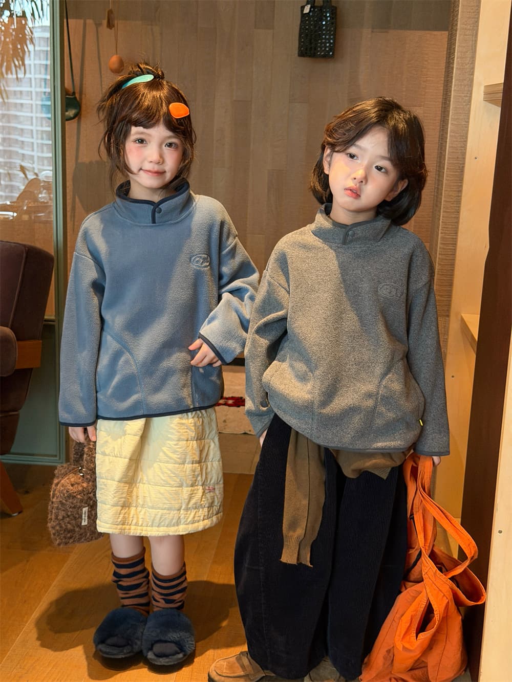 2026 Winter New Korean Style Kids Stand Collar Letter Embroidered Jacket Boys Girls Double-Sided Fleece Warm Top