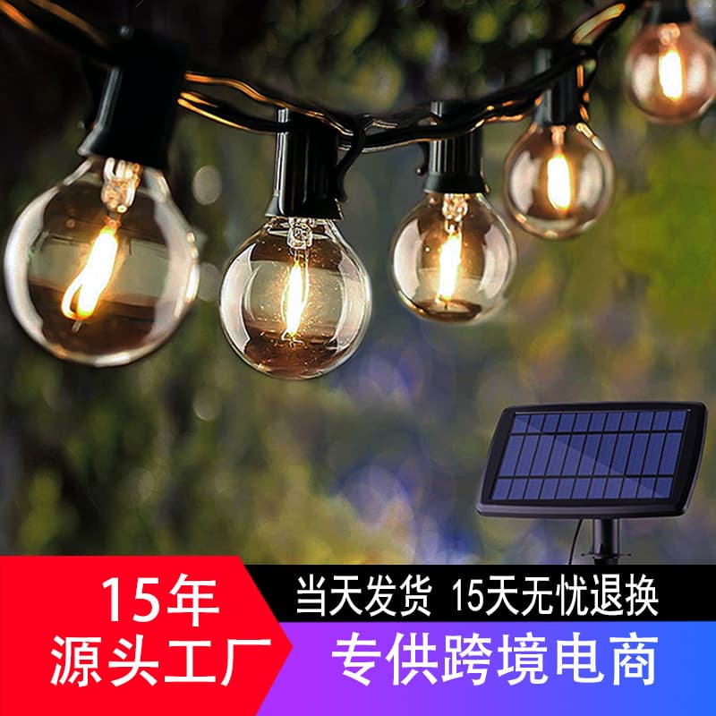 G40 Solar String Lights Outdoor Garden Decoration Christmas Wedding Festival Lights LED Vintage G40 String Lights