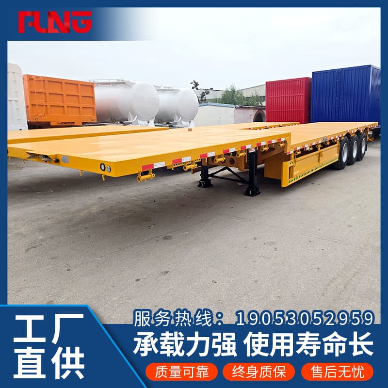 Semi-Trailer Towing Flatbed Truck Heavy-Duty Trailer Transfer Loading Machinery Large Flatbed Semi-Trailer Manufacturer Supply