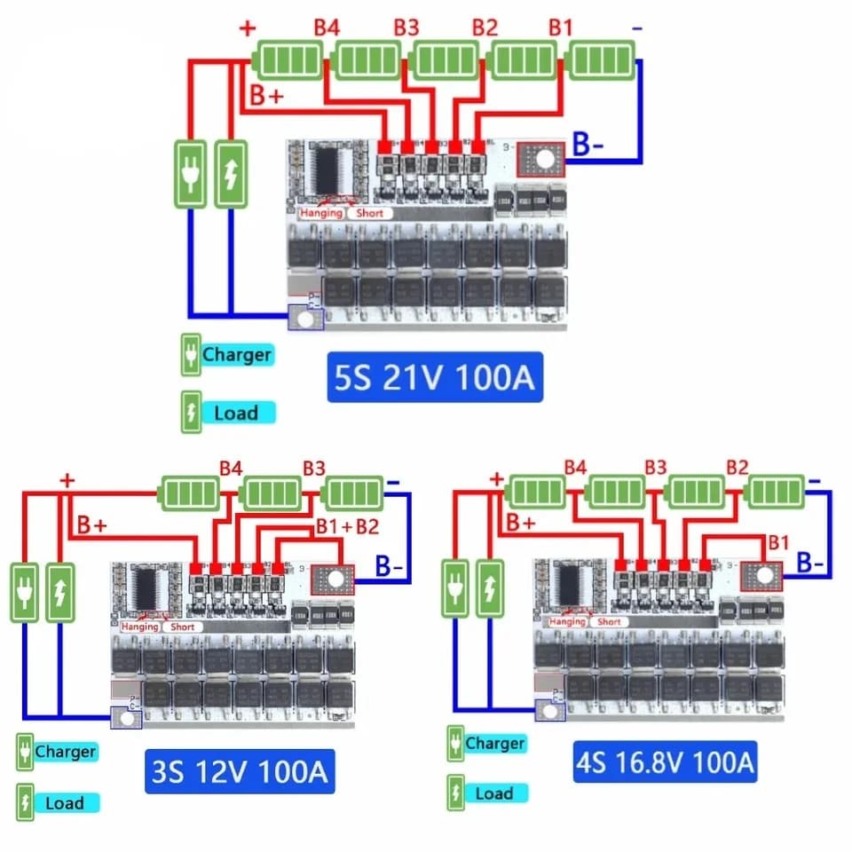 3s 4s 5s Bms 12v 16.8v 18v 21v 3.7v 100a Li-ion Lmo Ternary